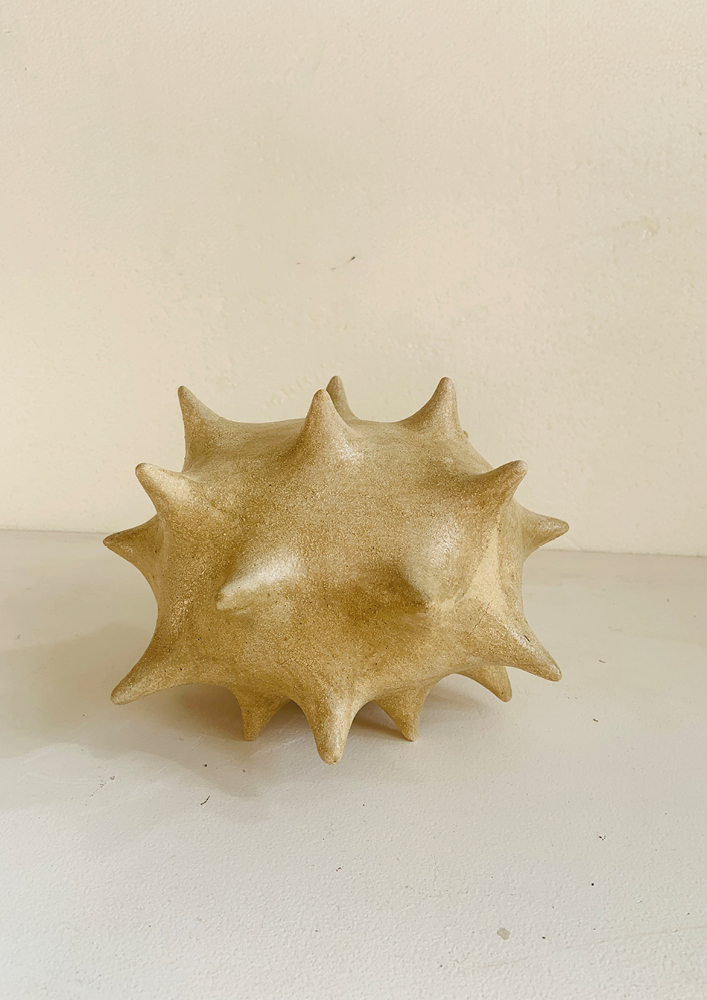 Ochre Spiky Puff IV Sculpture