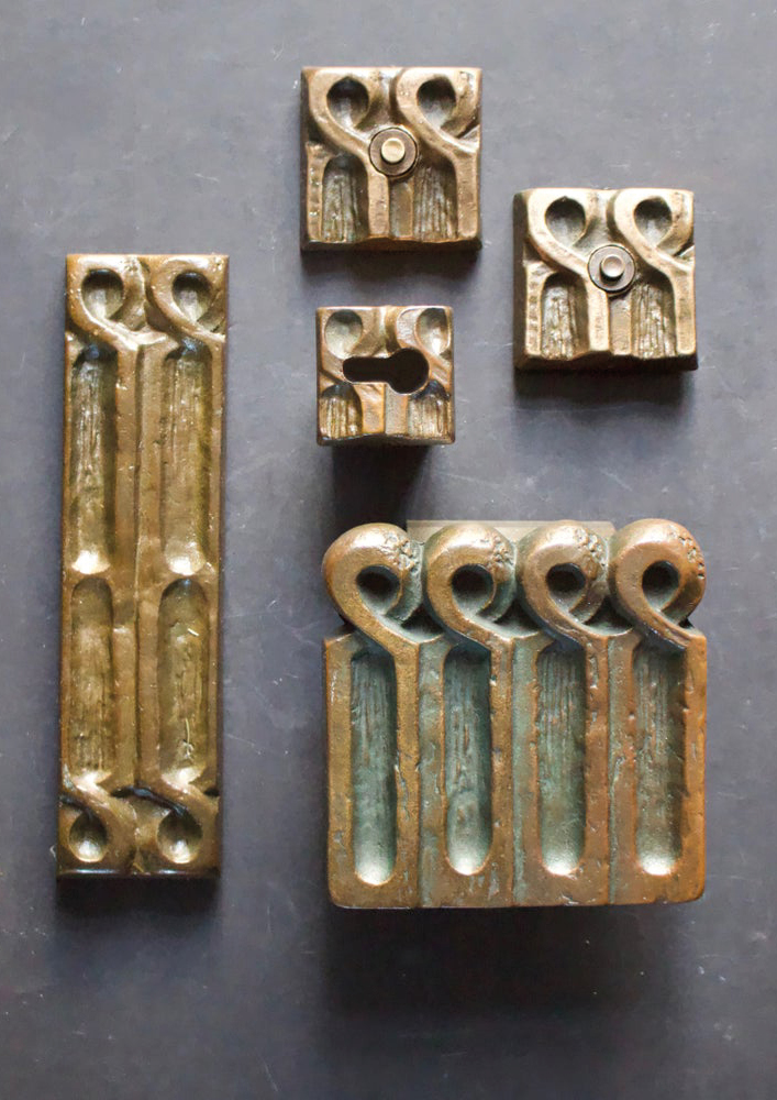 Bronze 5 Piece Door Furniture Set with Abstract Design