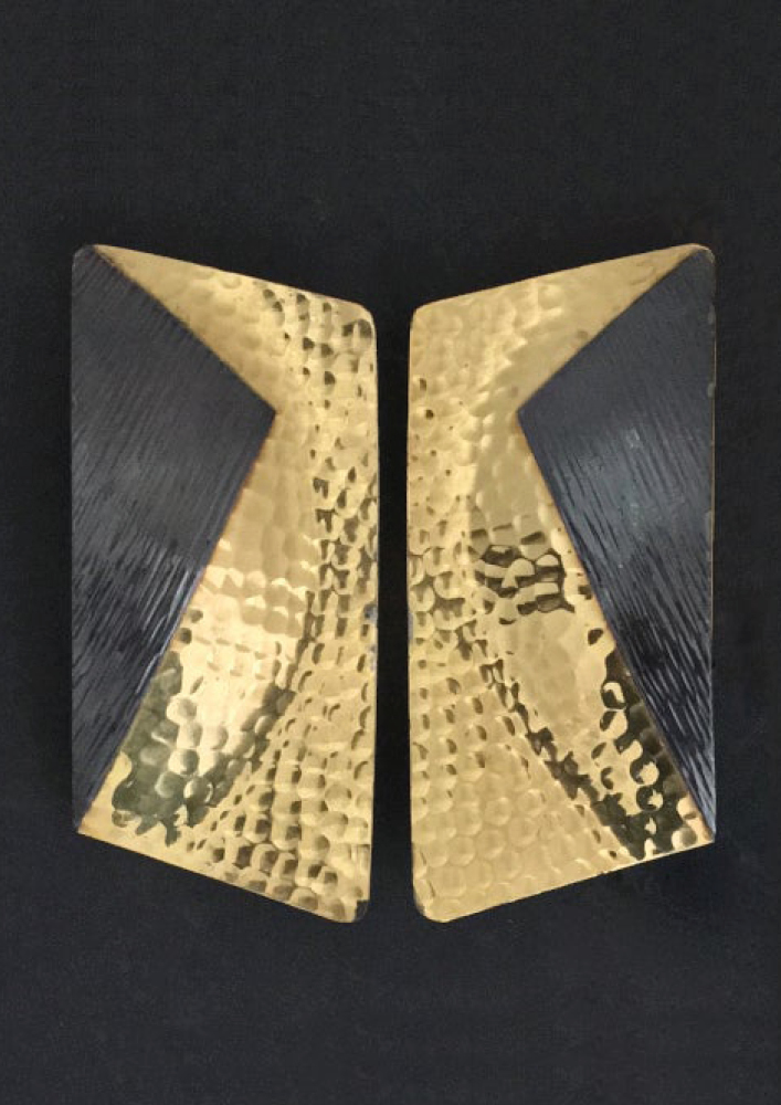 Pair of Door Handles – Hammered Brass and Blackened Copper